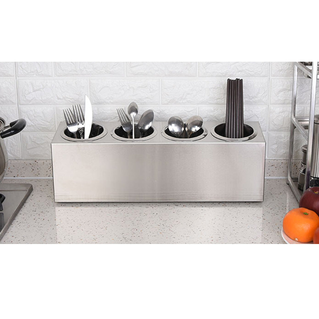 Stainless Steel Commercial Cutlery Holder With 4 Holes - Notbrand