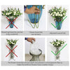 Blue Glass Flower Vase With Artificial Silk Rose Set - 10 Bunch 6 Heads - Notbrand