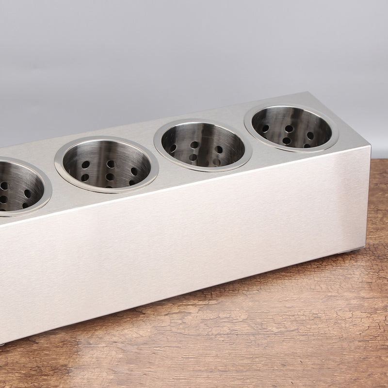 Stainless Steel Commercial Cutlery Holder With 4 Holes - Notbrand