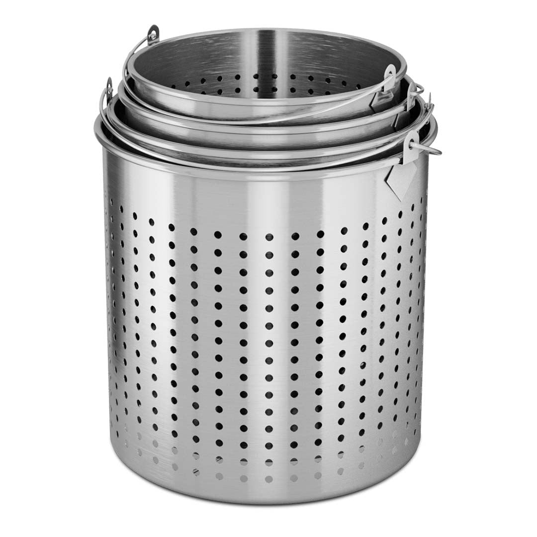 Silver Stainless Steel Perforated Pasta Strainer With Handle - 33L - Notbrand
