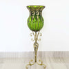 Set of Green Glass Floor Vase And 12Pcs White Artificial Flower - Notbrand