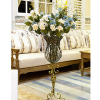 European Clear Glass Floor Flower Vase With Tall Metal Stand - 85cm - Notbrand
