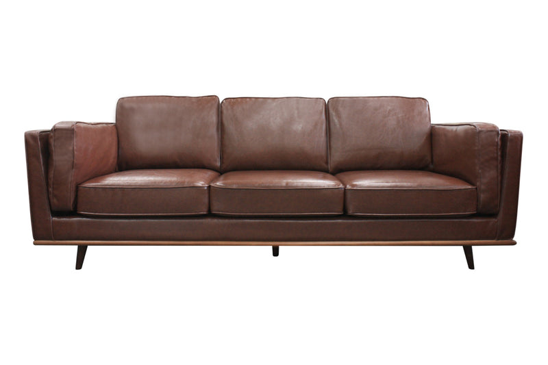 Rebo Faux Sofa 2 Seater with Solid Wooden Frame - Brown - Notbrand