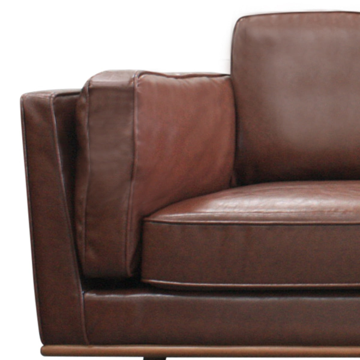 Rebo Faux Sofa 2 Seater with Solid Wooden Frame - Brown - Notbrand