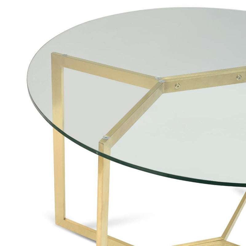 1.2m Round Glass Dining Table - Gold Base - Notbrand