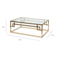 Tanisa Glass Top Coffee Table with Brushed Gold Base - 1.2m - Notbrand
