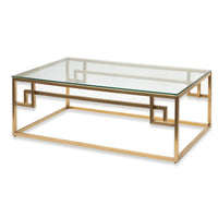 Tanisa Glass Top Coffee Table with Brushed Gold Base - 1.2m - Notbrand