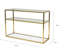 1.2m Glass Console Table - Gold Base - Notbrand