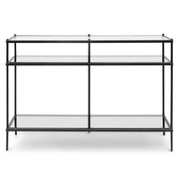 Mallow Grey Glass Console Table with Black Base - Notbrand