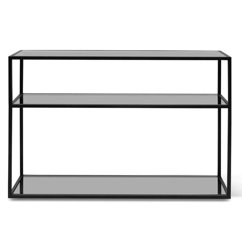 Phlox Grey Glass Console Table - Black Base - Notbrand