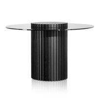 Wisteria Grey Glass Round Dining Table - Black