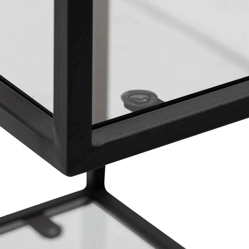 Passi Grey Glass Shelving Unit - Black Frame - Notbrand