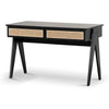 Treons 2 Drawer Rattan Office Desk - Black - Notbrand