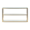 1.4m Glass Console Table - Brushed Gold Base - Notbrand