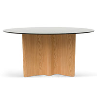 Eropia Round Glass Dining Table in Natural - 1.5m - Notbrand
