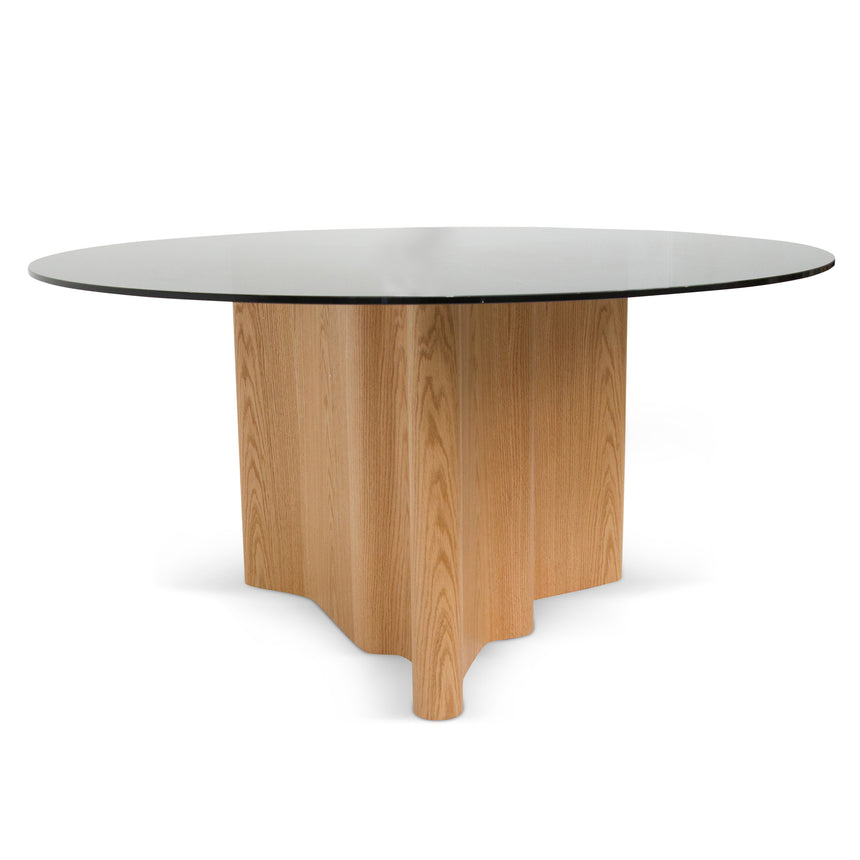 Eropia Round Glass Dining Table in Natural - 1.5m - Notbrand