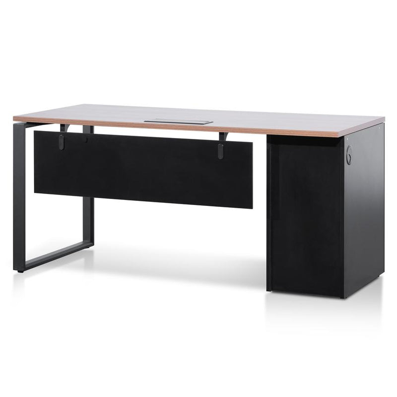 1.6m Single Seater Walnut Office Desk - Black Legs - Notbrand