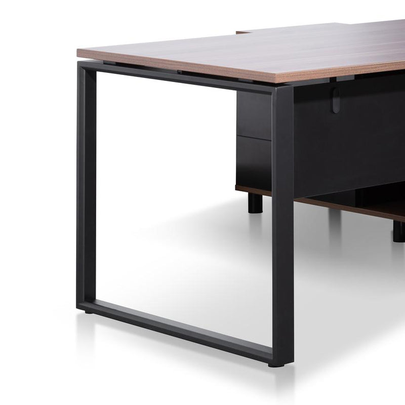 1.8m Executive Desk Left Return with Black Legs - Walnut - Notbrand