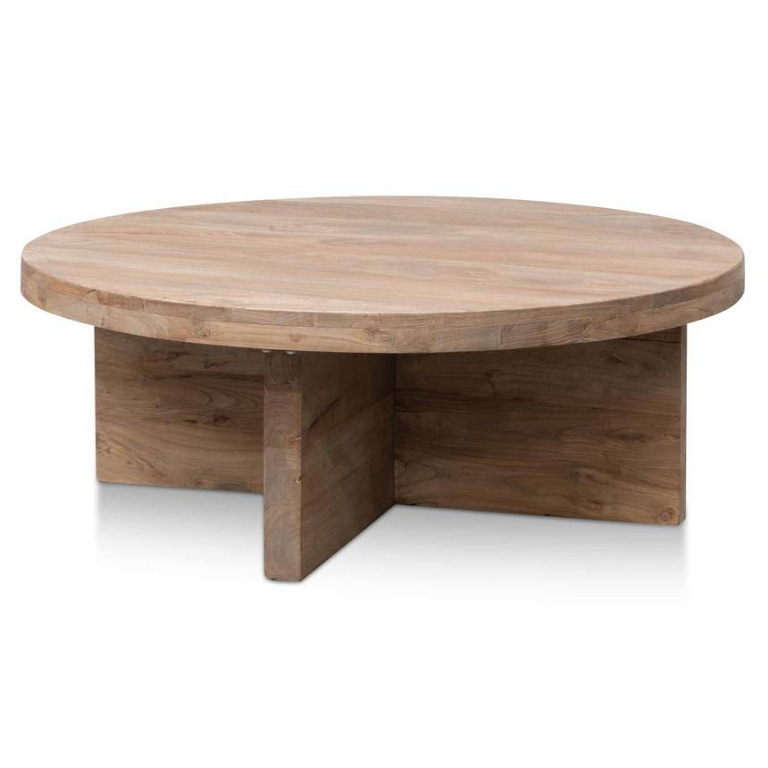 100cm Round Coffee Table - Natural-Thick Base - Notbrand