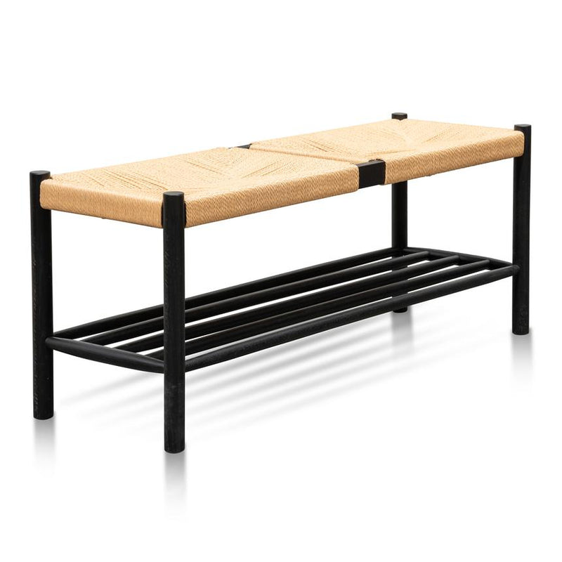 Shora Black Oak Bench with Natural Seat - 110cm - Notbrand