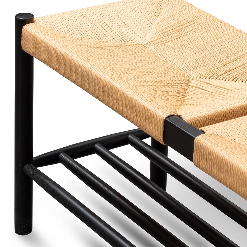 Shora Black Oak Bench with Natural Seat - 110cm - Notbrand