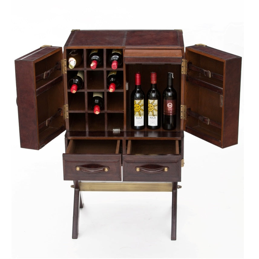 King William Bar Cabinet with Stand Dark Leather - Notbrand