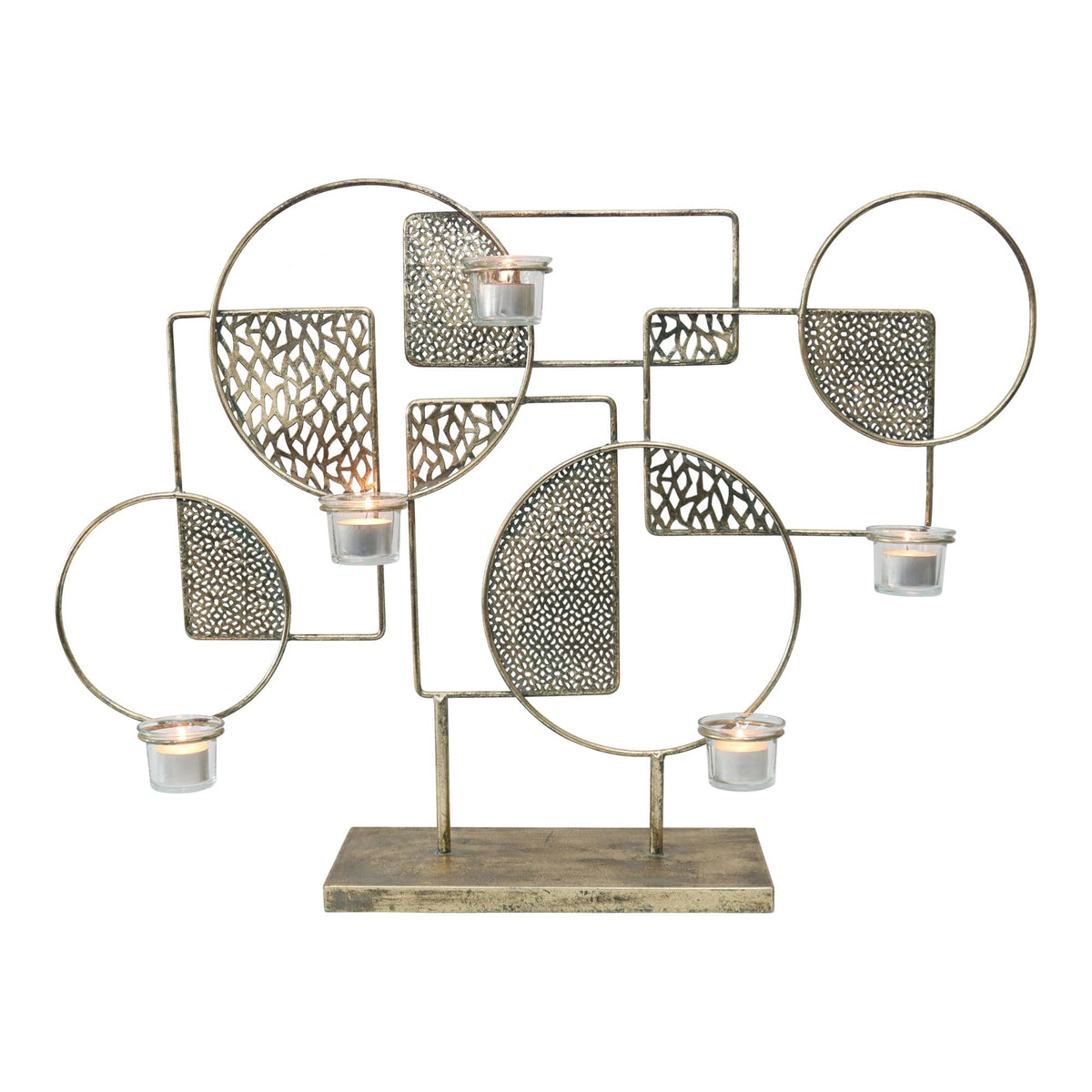 Abstract Metal Hives Statement Candleholder - Distressed Gold - Notbrand