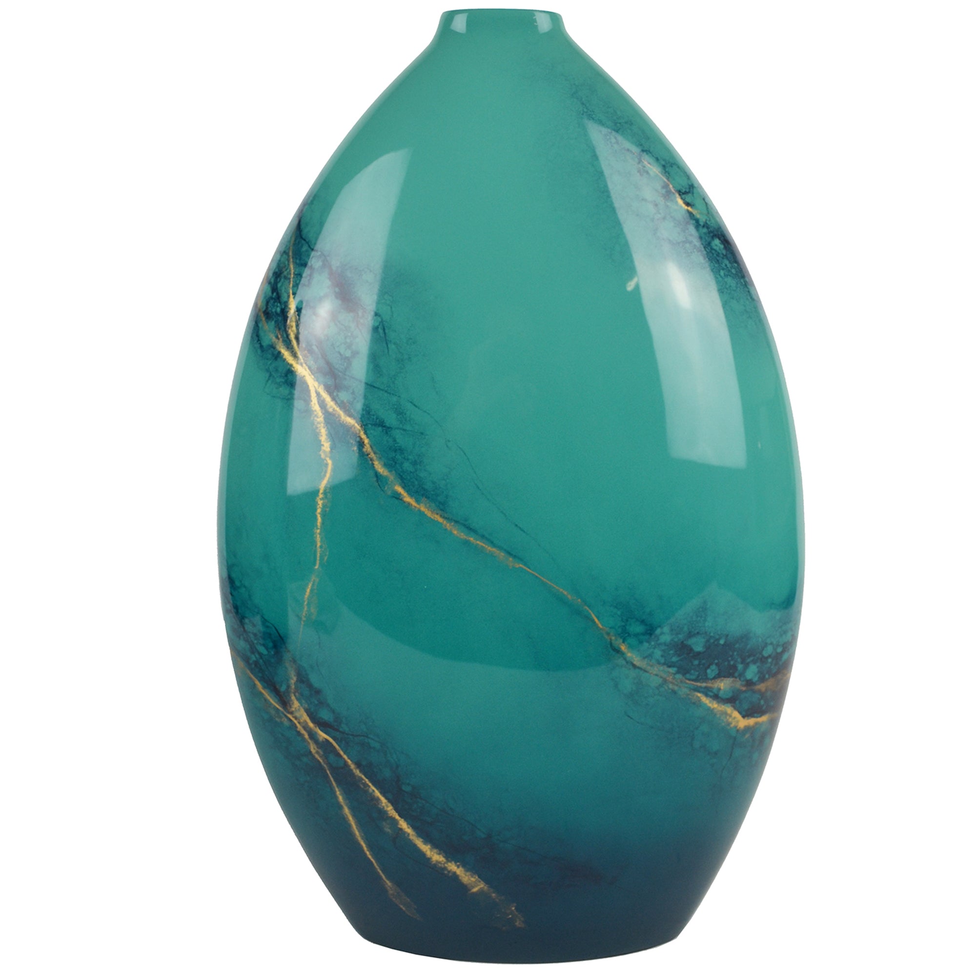 Large Blue Elements Hand-Painted Lacquer Vase - Notbrand