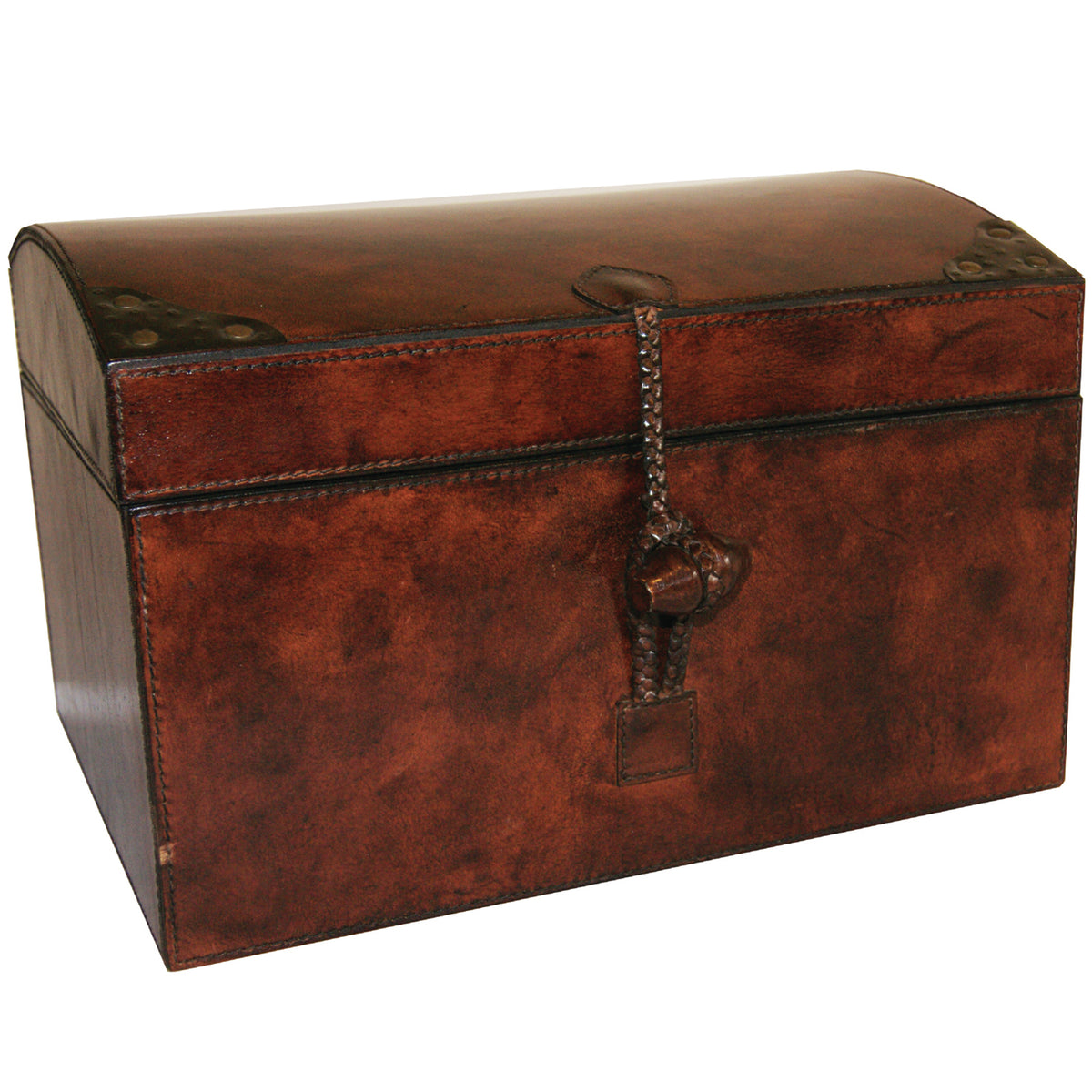 Dark Leather Oval Top Box - Notbrand