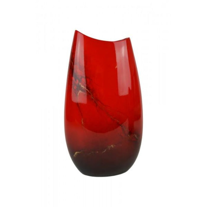 Astilbe Red Elements Hand Painted Lacquer Flat Vase - Notbrand