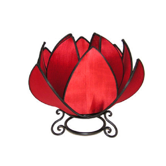 Large Waterlily Table Lamp in Red with Black Trim - Notbrand