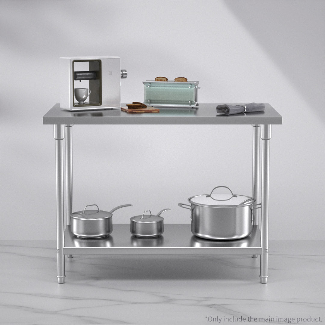2-Tier Stainless Steel Catering Work Bench - 120*70*85cm - Notbrand