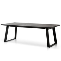 2.2m Straight Top Dining table - Black Rustic Oak Veneer - Metal Legs - Notbrand