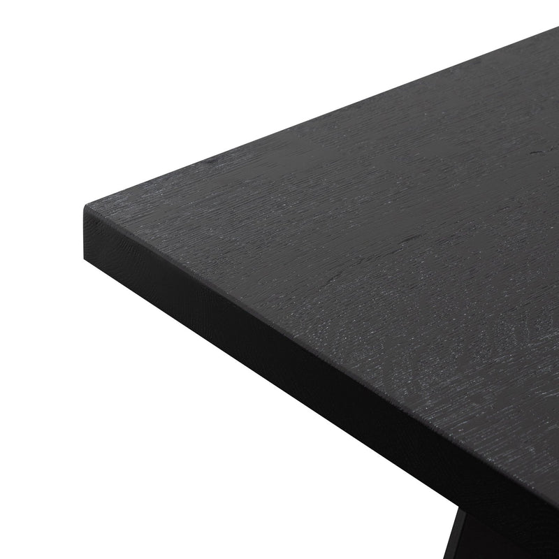 2.2m Straight Top Dining table - Black Rustic Oak Veneer - Metal Legs - Notbrand