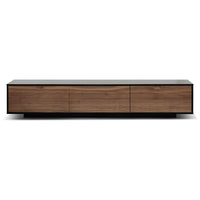 2.3m Wooden Entertainment Unit - Black with Walnut Drawers - Notbrand