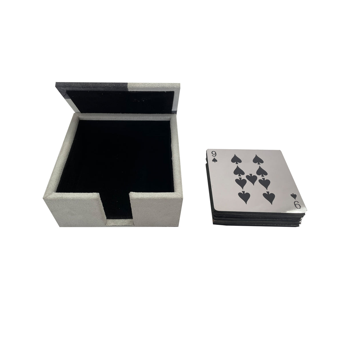 Tassis 7 Pieces Square Leather Coaster Set with Box - Playing Cards - Notbrand
