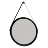 Kavan Large Round Leather Wall Mirror - Black - Notbrand