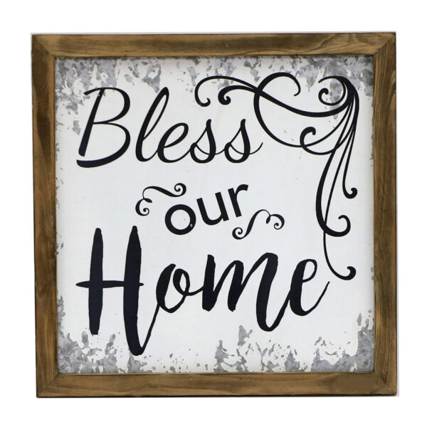 Bless Our Home Timber-Framed Wall Art - 40cm - Notbrand