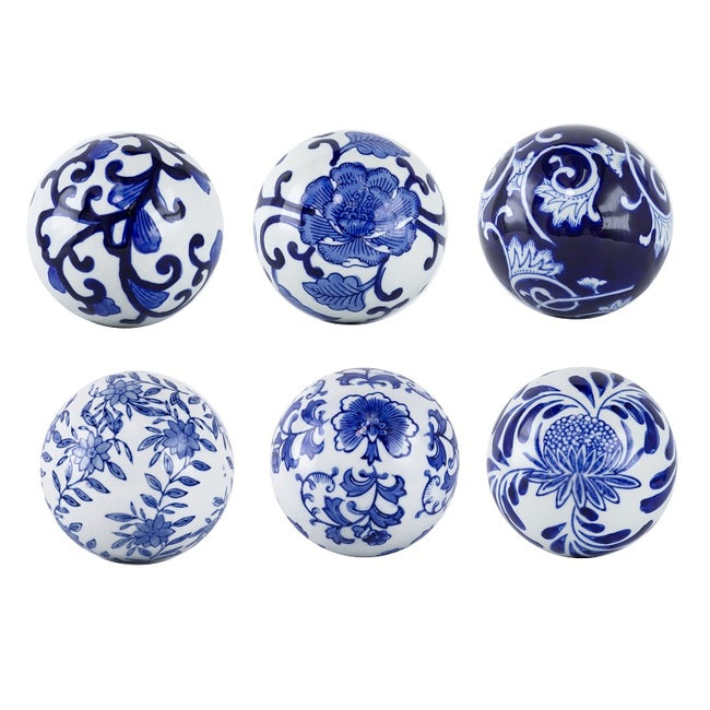 Aline Blue & White Decorator balls - 6 Pcs - NOTBRAND