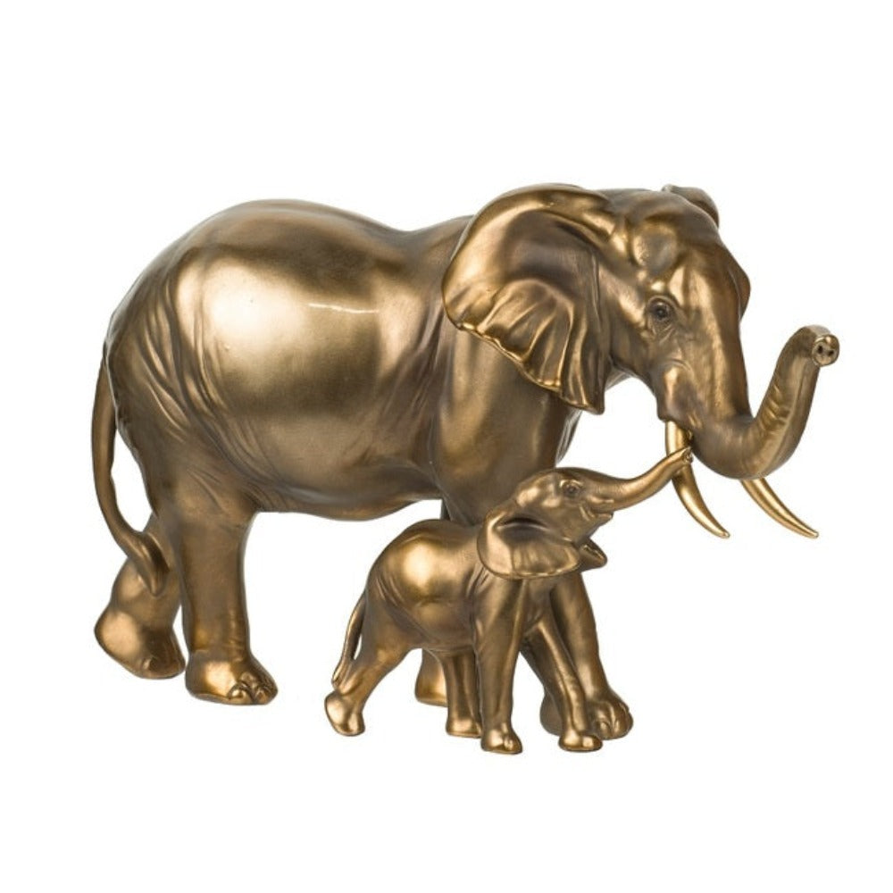 Polyresin Elephant Mother & Calf Statue - Notbrand