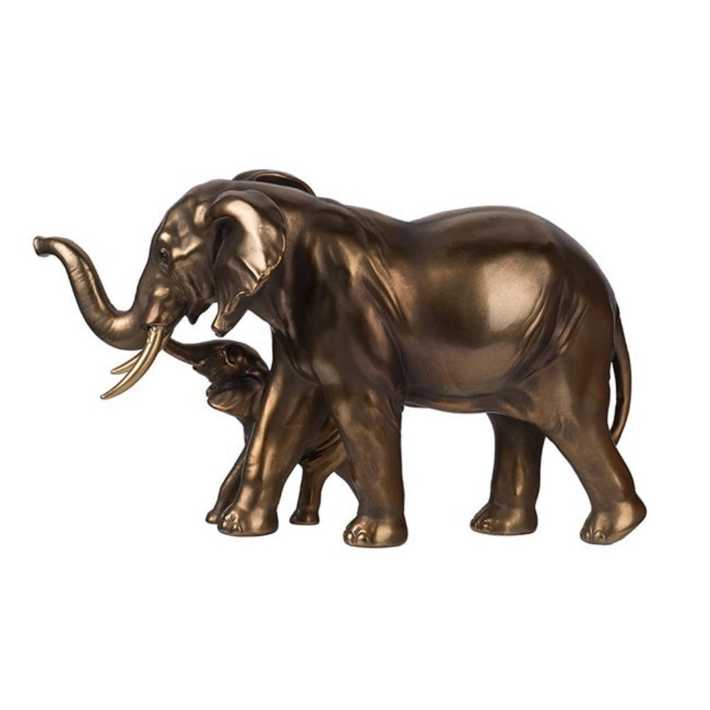 Savanna Mother & Child Elephant Statue - Antique Gold - Notbrand