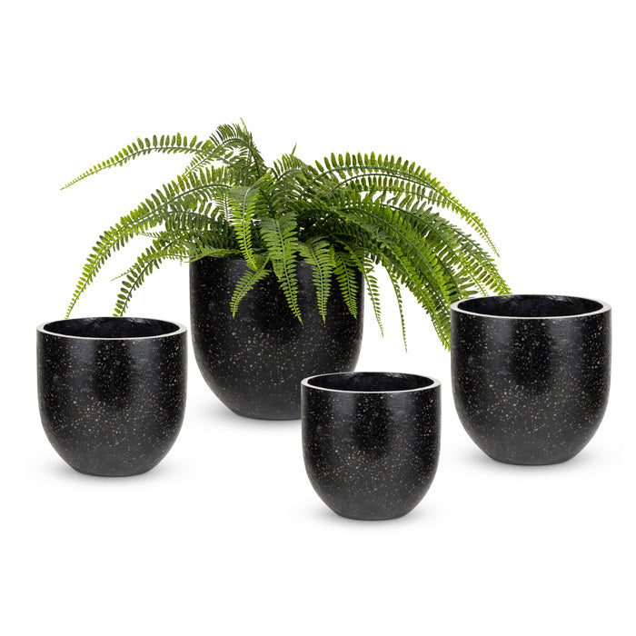 Set of 4 Terrazzo Planters - Black - Notbrand