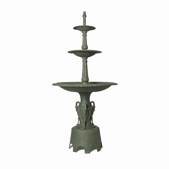 3 Tier Cast Iron Crane Fountain - Antique - Notbrand