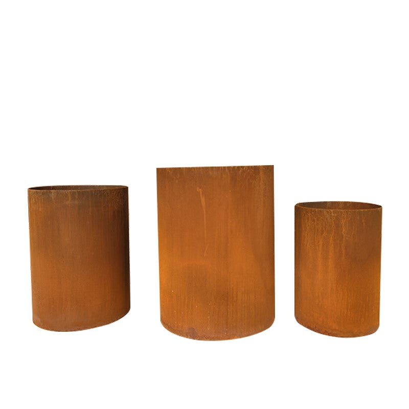 Cylinder Corten Planter Set - 3 Pieces - Notbrand