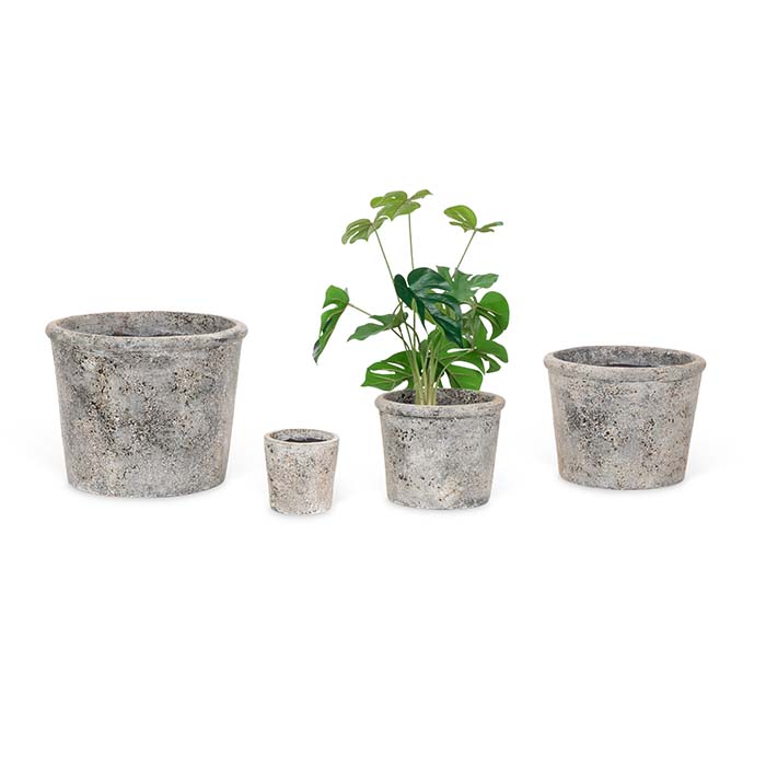 Terracotta Pot in Grey Set - 3 Pieces - Notbrand