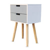 Home Master 2 Drawer Neutral Design Side Table in White & Grey - 61cm - Notbrand