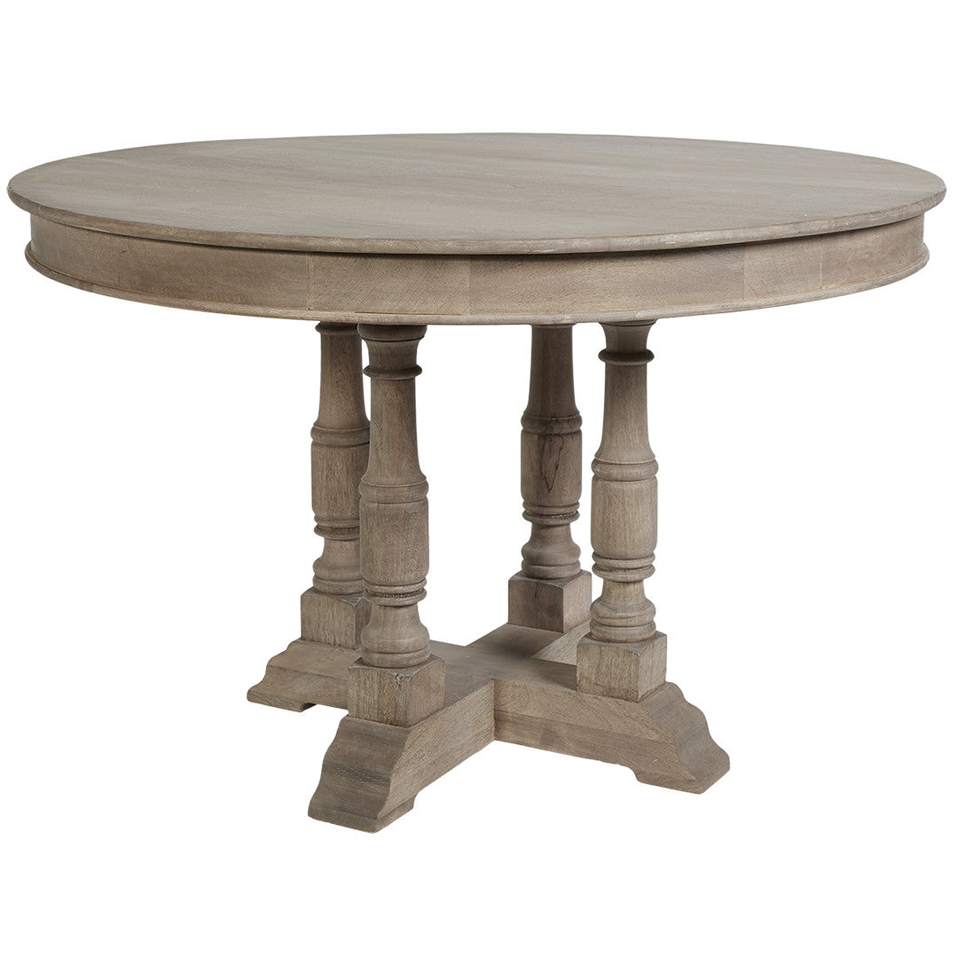 Maine Round Wooden Dining Table - Antique Grey - Notbrand