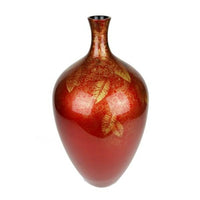 Leaf Imprint Hand Painted Lacquer Vase - Red - Notbrand