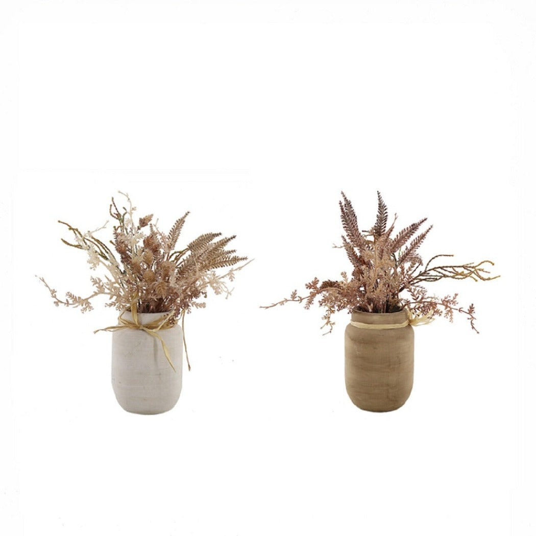 Asst Plastic Mixed Dried Flowers In Ceramic Jar in Natural - 2 Piece - Notbrand