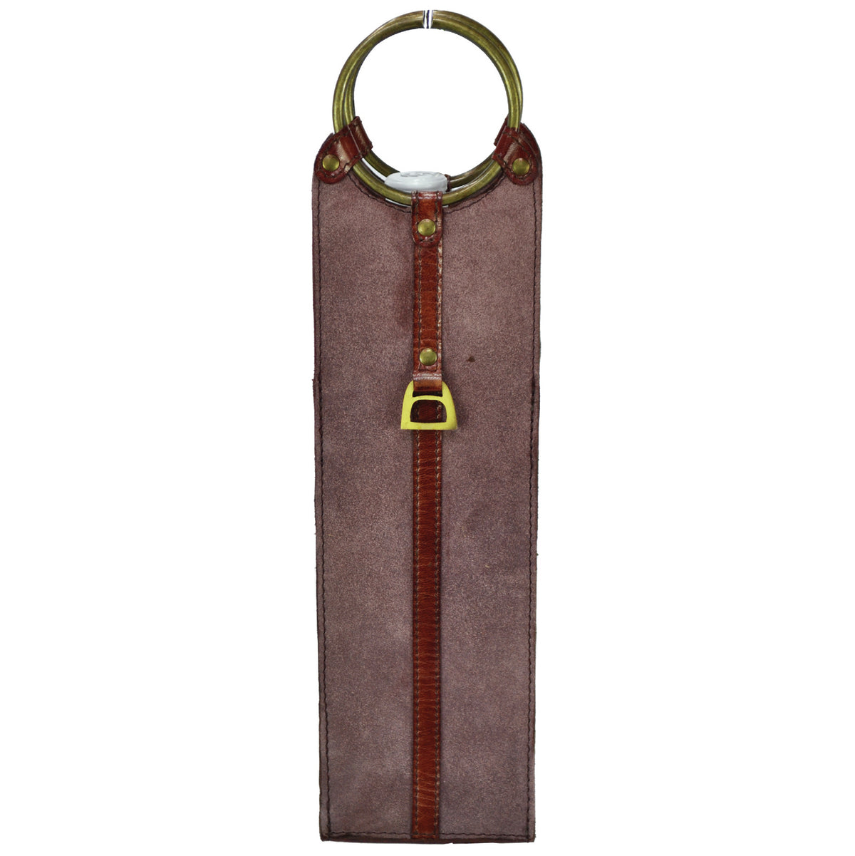 Dorath Purple Suede Leather Single Wine Holder with Ring Handles - Notbrand